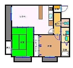 高松琴平電気鉄道志度線 八栗駅 徒歩3分の賃貸マンション 2階2LDKの間取り