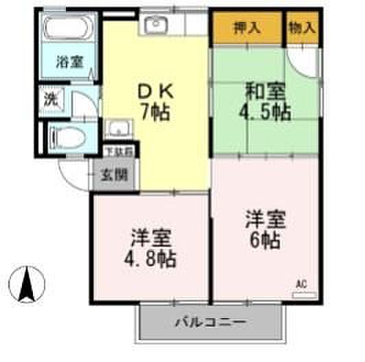 香川県高松市屋島西町(賃貸アパート3DK・1階・46.12㎡)の写真 その4