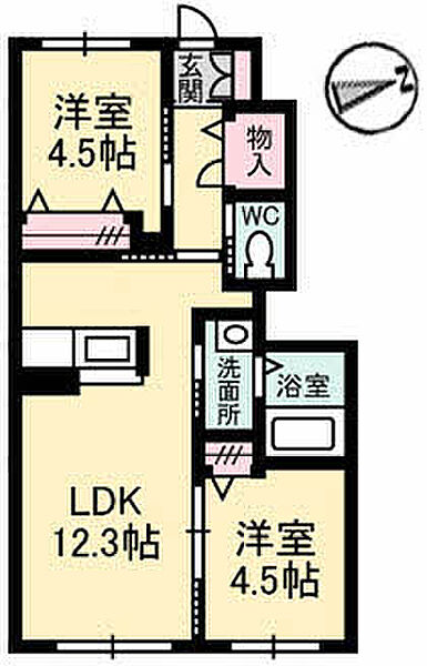 香川県高松市東山崎町(賃貸アパート2LDK・1階・49.28㎡)の写真 その4