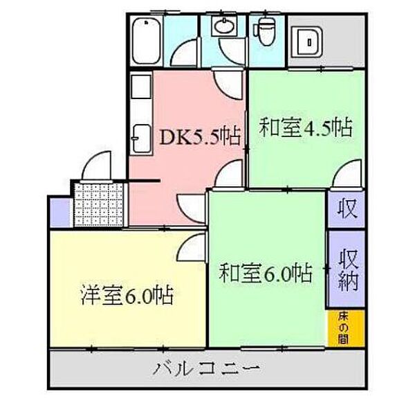 香川県高松市木太町(賃貸マンション3DK・2階・58.90㎡)の写真 その4