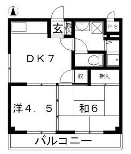 香川県高松市松縄町(賃貸マンション2DK・4階・42.25㎡)の写真 その4