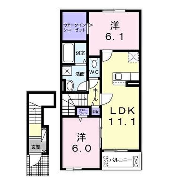 香川県善通寺市善通寺町(賃貸アパート2LDK・2階・58.64㎡)の写真 その2