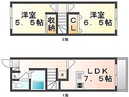 高松琴平電気鉄道琴平線 太田駅 徒歩9分の賃貸アパート 1階2LDKの間取り