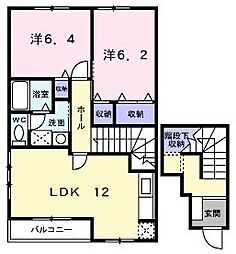高松琴平電気鉄道琴平線 栗熊駅 4.8kmの賃貸マンション 2階2LDKの間取り