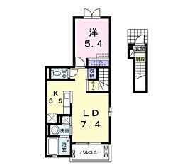 高松琴平電気鉄道長尾線 水田駅 4.6kmの賃貸アパート 2階1LDKの間取り