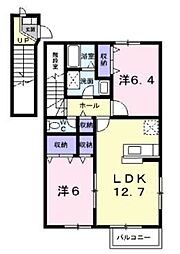 JR瀬戸大橋線 坂出駅 4.4kmの賃貸アパート 2階2LDKの間取り