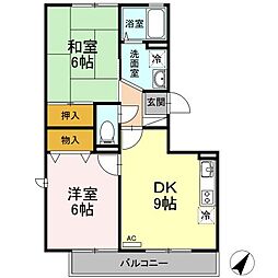 JR予讃線 宇多津駅 徒歩9分の賃貸アパート 3階2DKの間取り
