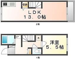 JR予讃線 香西駅 徒歩26分の賃貸アパート 2階1LDKの間取り