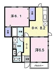 JR予讃線 宇多津駅 4.3kmの賃貸アパート 1階2DKの間取り