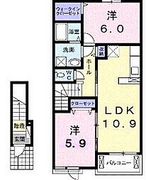 JR瀬戸大橋線 坂出駅 徒歩24分の賃貸アパート 2階2LDKの間取り
