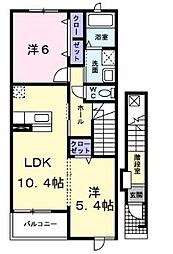 JR予讃線 宇多津駅 徒歩25分の賃貸アパート 2階1LDKの間取り