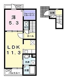 JR予讃線 丸亀駅 徒歩36分の賃貸アパート 2階1LDKの間取り