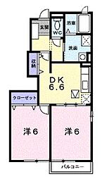 JR予讃線 宇多津駅 徒歩33分の賃貸アパート 1階2DKの間取り