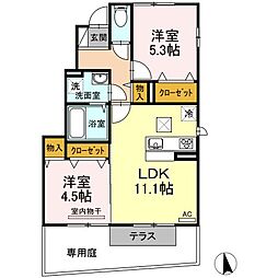 高松琴平電気鉄道琴平線 仏生山駅 徒歩8分の賃貸アパート 1階2LDKの間取り