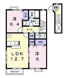 JR予讃線 端岡駅 徒歩7分の賃貸アパート 2階2LDKの間取り