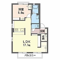 高松琴平電気鉄道長尾線 林道駅 徒歩11分の賃貸アパート 2階1LDKの間取り