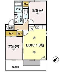 JR土讃線 金蔵寺駅 徒歩26分の賃貸アパート 2階2LDKの間取り