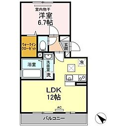 JR予讃線 宇多津駅 徒歩5分の賃貸アパート 1階1LDKの間取り