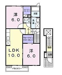JR予讃線 本山駅 徒歩35分の賃貸アパート 2階2LDKの間取り