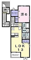 高松琴平電気鉄道琴平線 空港通り駅 徒歩4分の賃貸アパート 2階1LDKの間取り