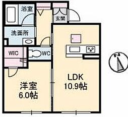 プロヌーブ林町 1LDKの間取図画像