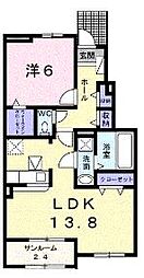Sキャメロン1 1LDKの間取図画像