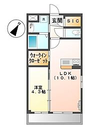 アルファ・スター 1LDKの間取図画像