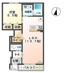 キャロットA 1LDKの間取図画像