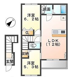アヴィオン 2LDKの間取図画像
