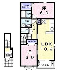 メゾンブライトB 2LDKの間取図画像