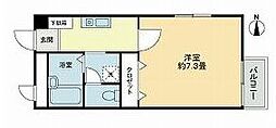 フォブール村尾 1Kの間取図画像