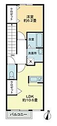 フォブール工学部前 1LDKの間取図画像
