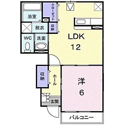 コンフォート・エムB 1LDKの間取図画像