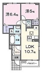 綾歌郡宇多津町長縄手アパート 2LDKの間取図画像