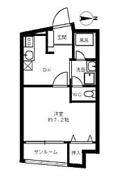 シルクロード 1DKの間取図画像