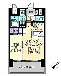 ルスト栗林町 1LDKの間取図画像