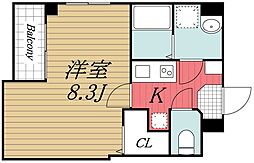 JR京葉線 蘇我駅 徒歩14分の賃貸マンション 2階1Kの間取り