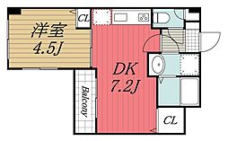 JR内房線 本千葉駅 徒歩4分の賃貸マンション 2階1DKの間取り