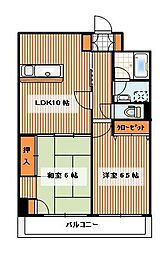 フクロク・ハイ・マンション3号館 2LDKの間取図画像