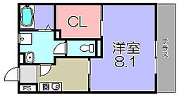 アーバンプロムナード2B 1Kの間取図画像