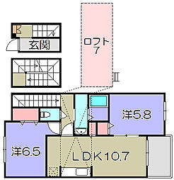 セントリーパーク 3階2LDKの間取り