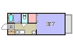 フローラルヤングハイツ 2階1Kの間取り