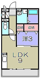 セジュールジュン 1階1DKの間取り