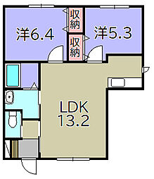 シエル・アクーユ 2LDKの間取図画像