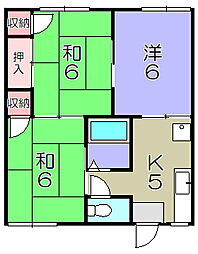 アイビハイツＡ棟 1階3Kの間取り