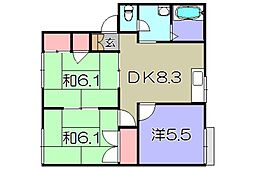 リバティ 1階3DKの間取り
