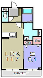 スカイヴィラ聖徳 1LDKの間取図画像
