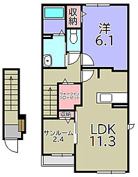 コンフォルタ東近江2 1LDKの間取図画像