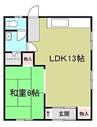 アイエスビーハイツ 1階1LDKの間取り