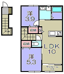 グッドライフステージ南川瀬 2LDKの間取図画像